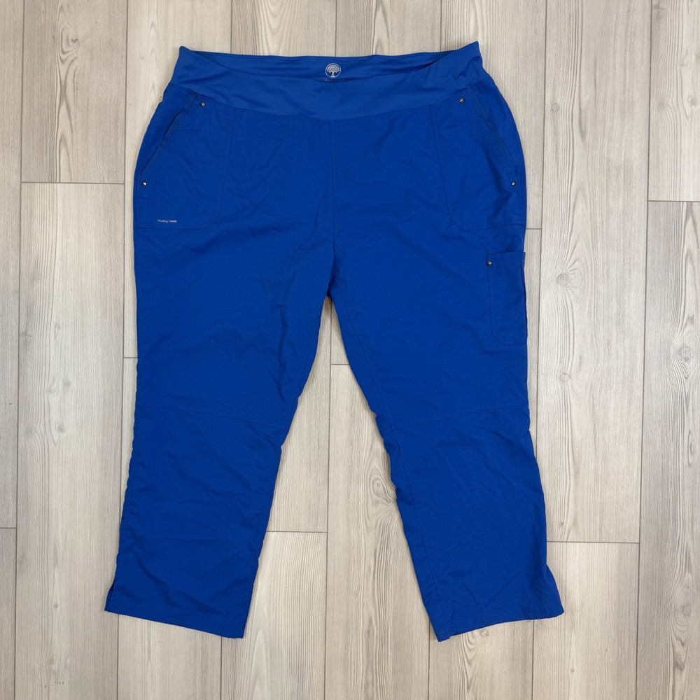 The‎ Healing Hands Purple Label Tori Yoga Scrub Pants Size 3XP Royal Blue